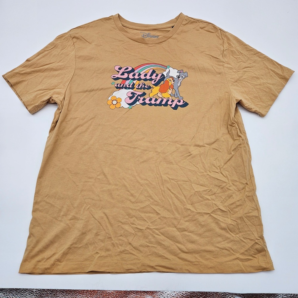 Disney Lady and the Tramp Graphic T Shirt Tan Adult‎ Large